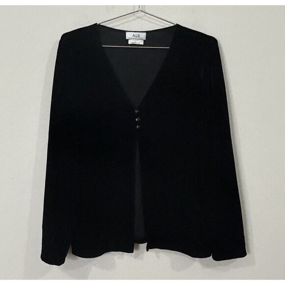 VTG Y2K AGB BYER CALIFORNIA Black V Neck Velvety Soft Stretch Jacket Sz L - Picture 1 of 8